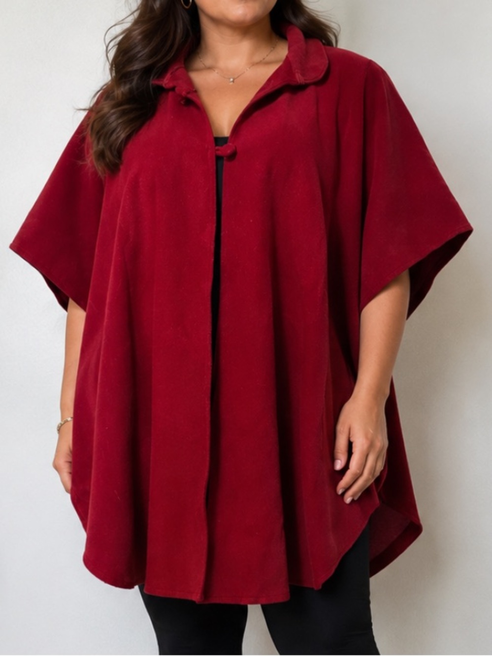Wool Red Western Cloak Poncho Cape Shawl Sarape Capote Country Traditional OS